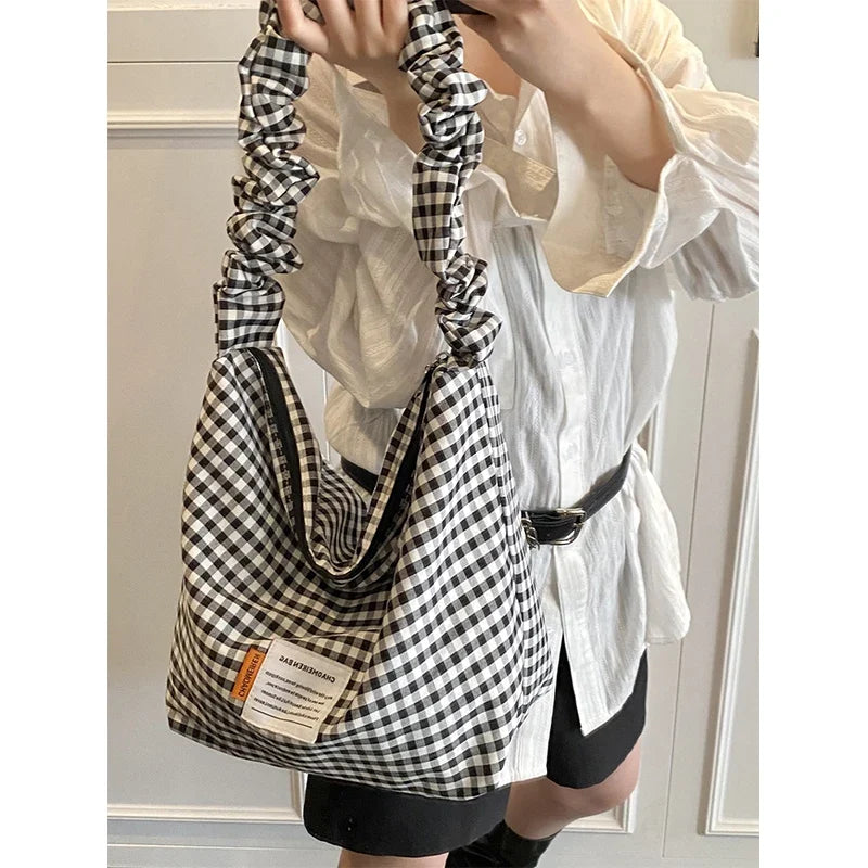 Women's Large Plaid Crossbody Bag – Houndstooth Shoulder Bag