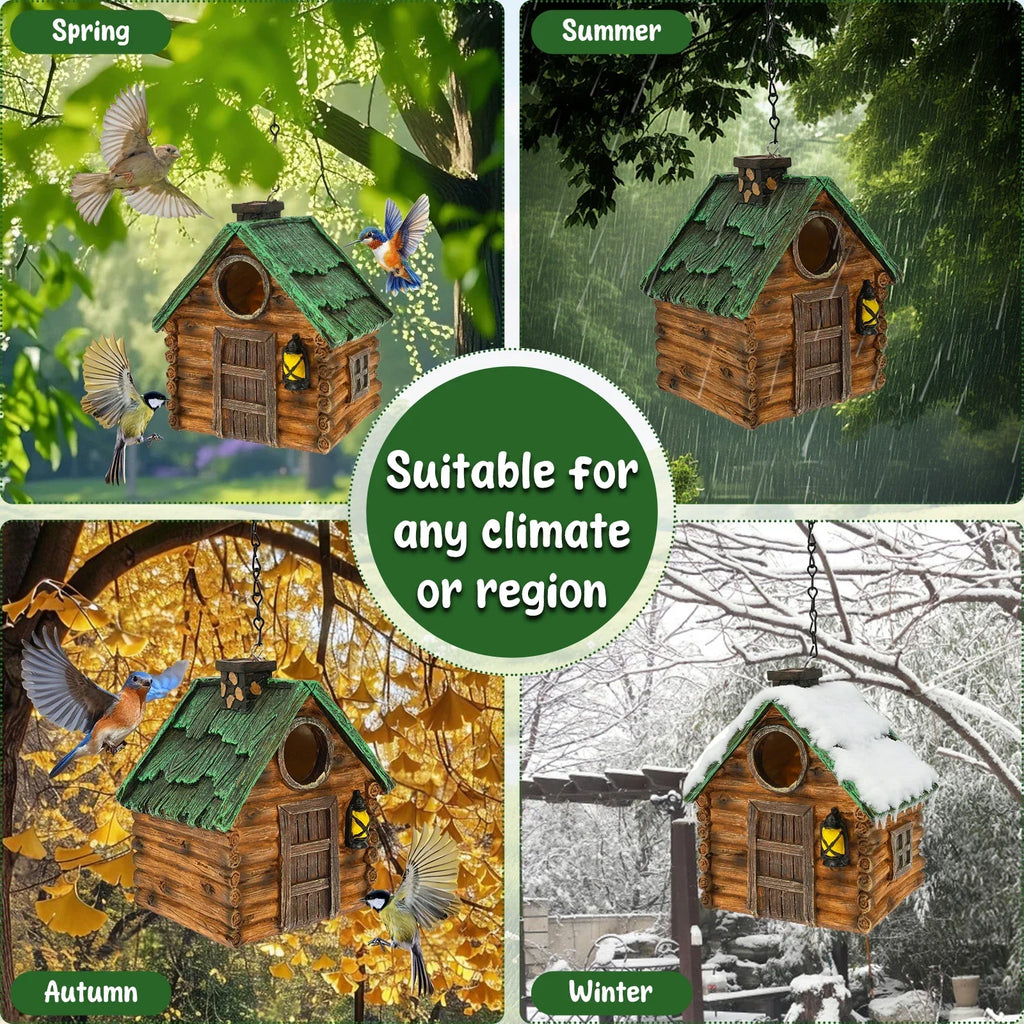 Outdoor Hanging Resin Birdhouse – Waterproof Garden Bird Nest