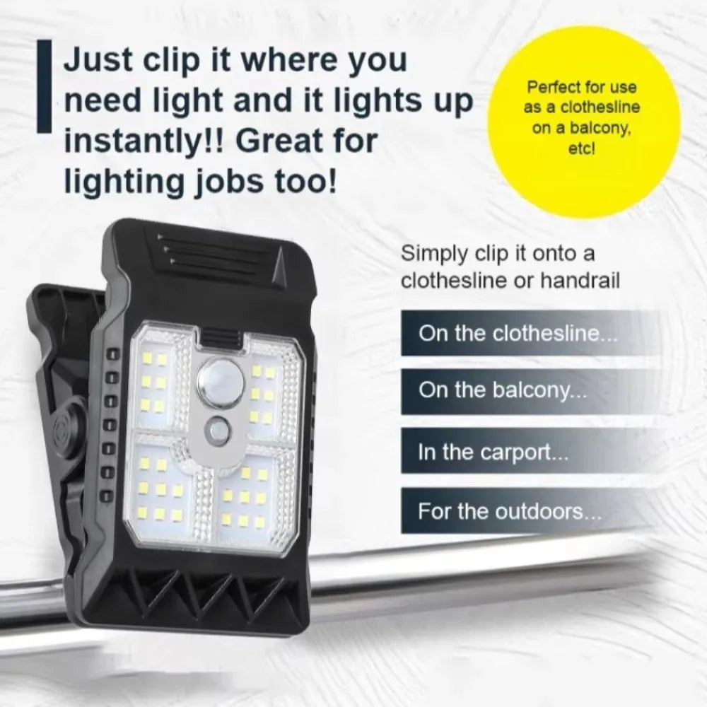 Solar Clip Light – 3 Modes Motion Sensor Waterproof LED Lamp