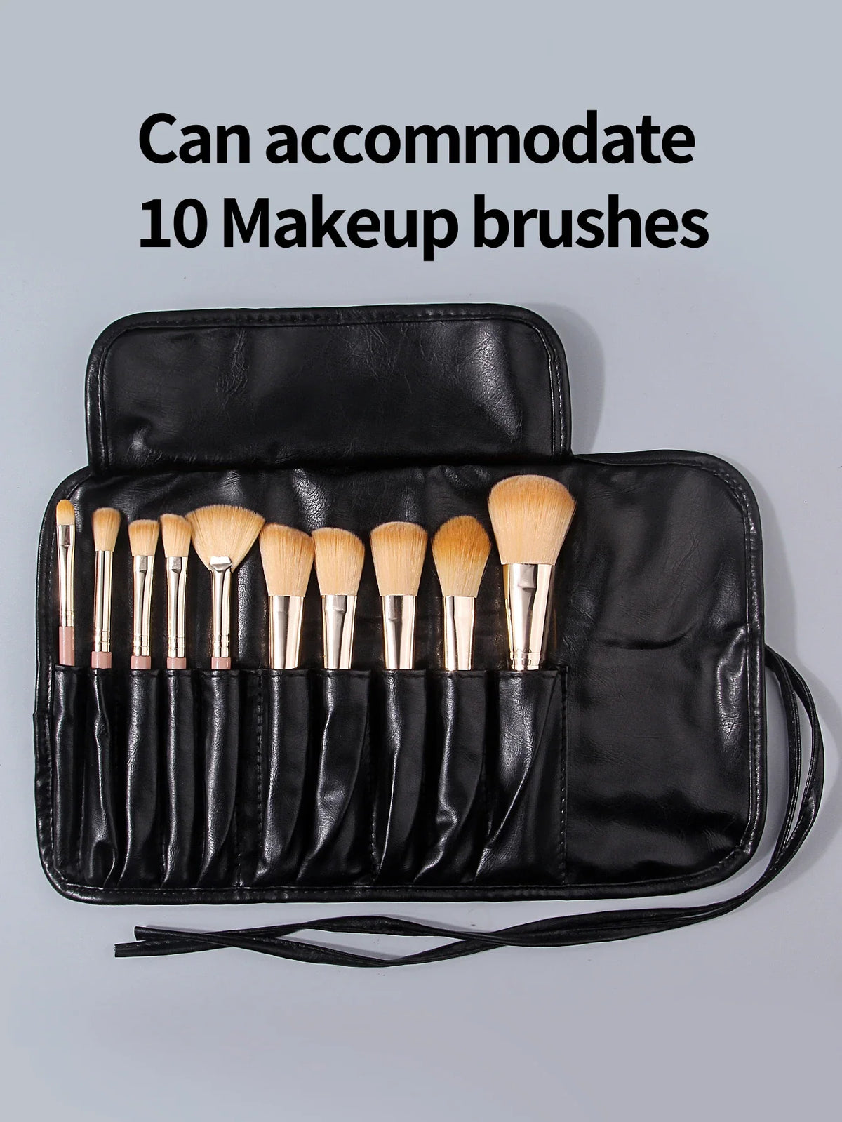 10-Slot Foldable Waterproof Makeup Brush Bag Travel Organizer
