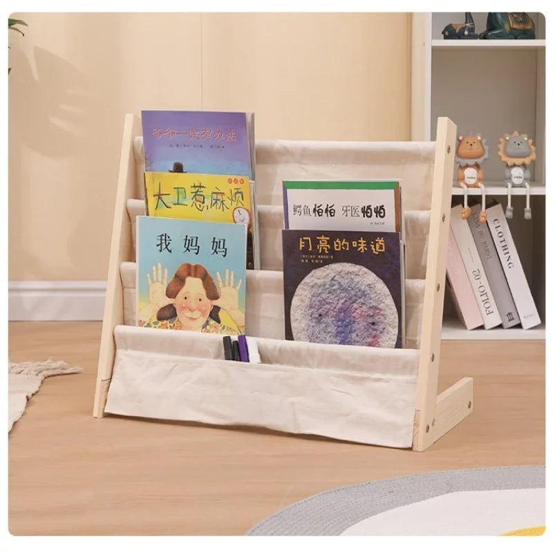 Solid Wood Floor-to-Ceiling Bookshelf – Kids Multi-Layer Rack