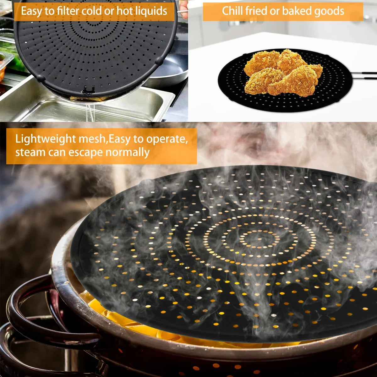 Silicone Splatter Screen Foldable Handle – Oil Splash Guard
