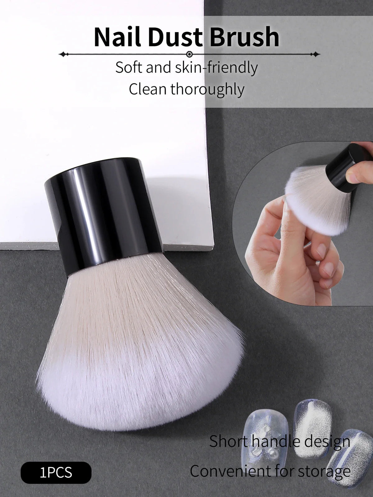 Mushroom Nail Dust Brush – Soft Manicure & Gel Polish Cleaner