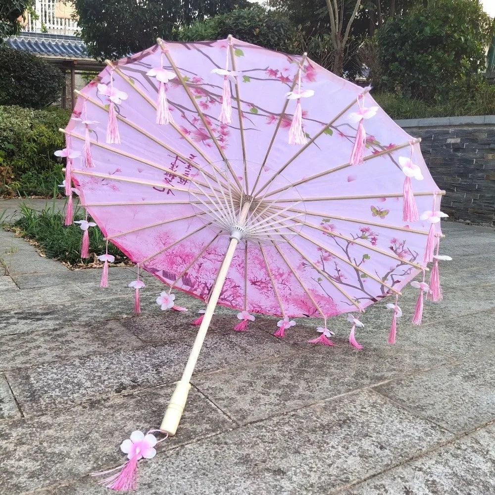 Silk Parasol Umbrella 82cm – Floral Art Wedding & Dance Gift