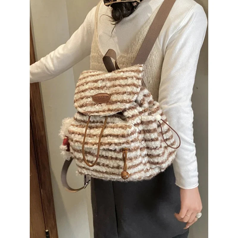 Fair Isle Wool Striped Women's Backpack – College Style
