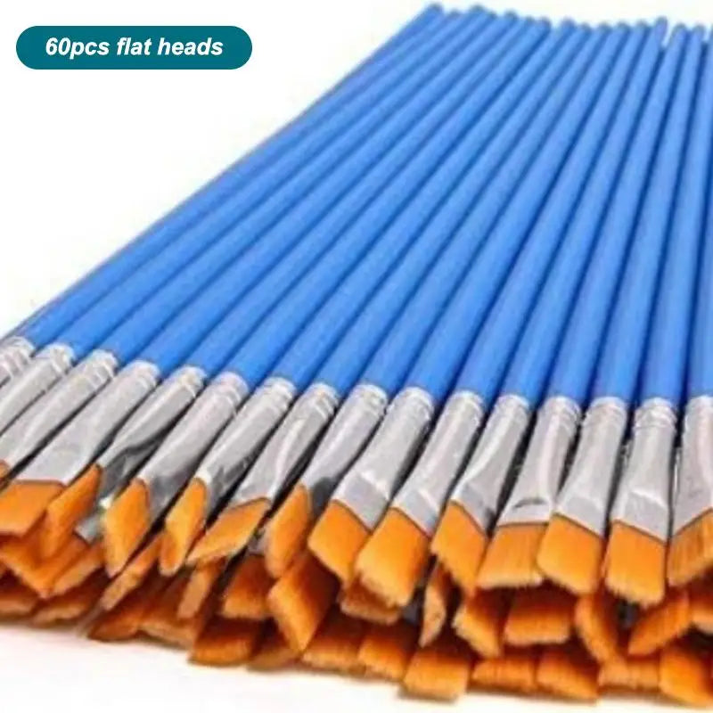Nylon Paint Brush Set 30–110 Pcs | Round & Flat Art Brushes