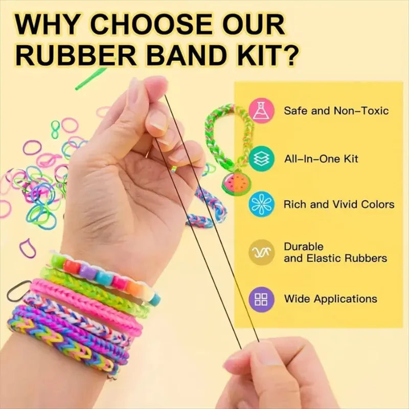 2900+ Pcs 32-Colour Rubber Band Bracelet Loom Kit – DIY Craft Set