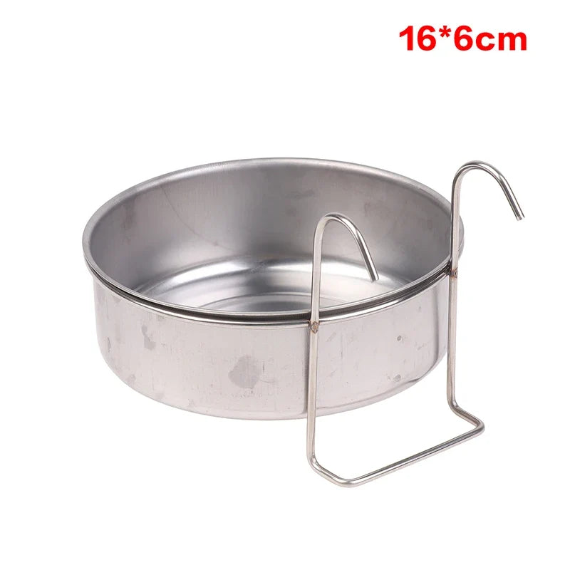 Stainless Steel Hanging Cage Pet Bowl – 5 Sizes | Dogs, Cats & Birds