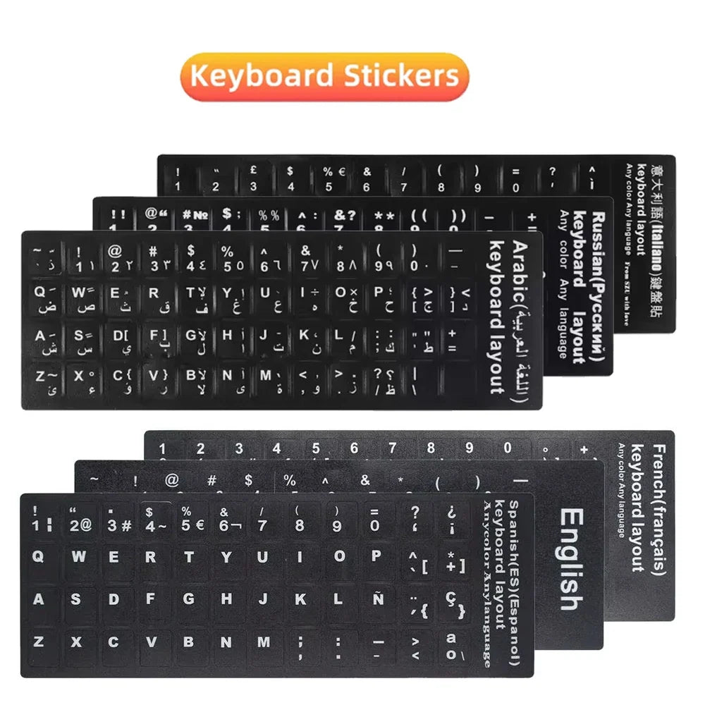 Multilingual Keyboard Stickers – Hebrew, Arabic, Korean & More
