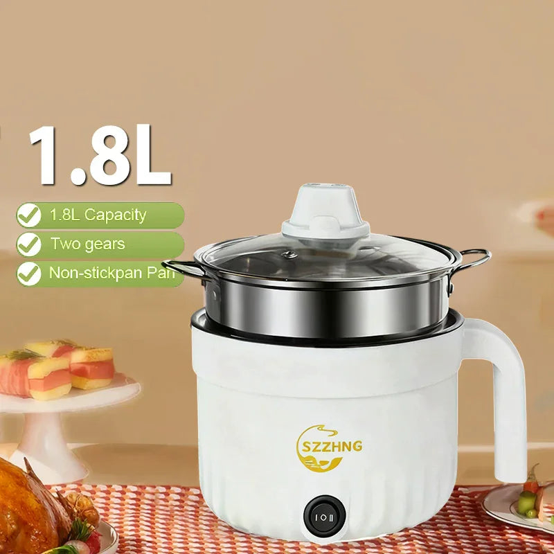 Mini Rice Cooker with Steamer 1.8L Non-Stick Electric Hot Pot