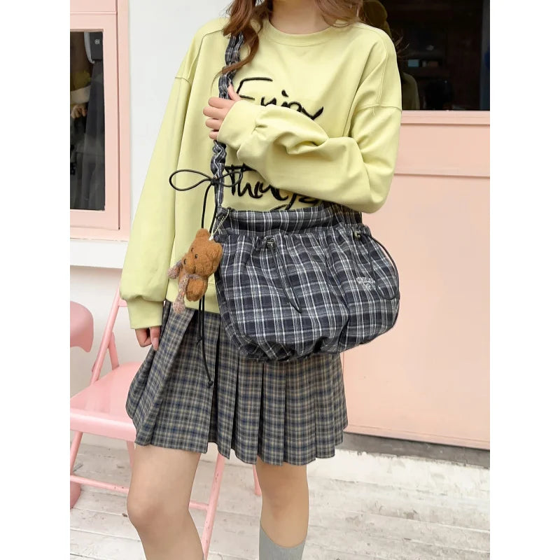 Vintage Plaid Crossbody Bag – Large Capacity Women's Shoulder Bag