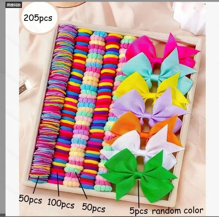 850PCS Girls Grosgrain Ribbon Hair Ties & Elastic Hair Bands