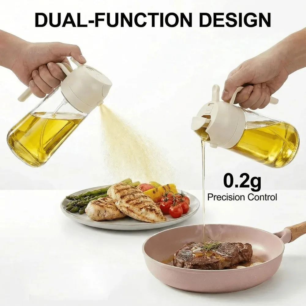 2-in-1 Glass Oil Dispenser & Sprayer Bottle Set – 2Pcs