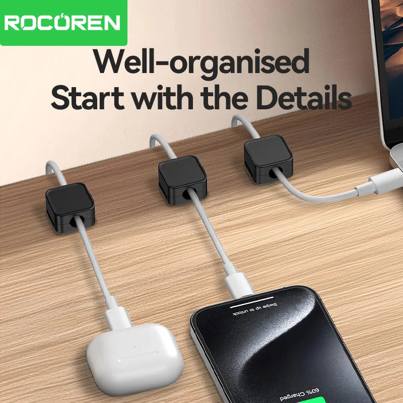 Rocoren Magnetic Cable Organizer Clips | Adhesive Wire Holder