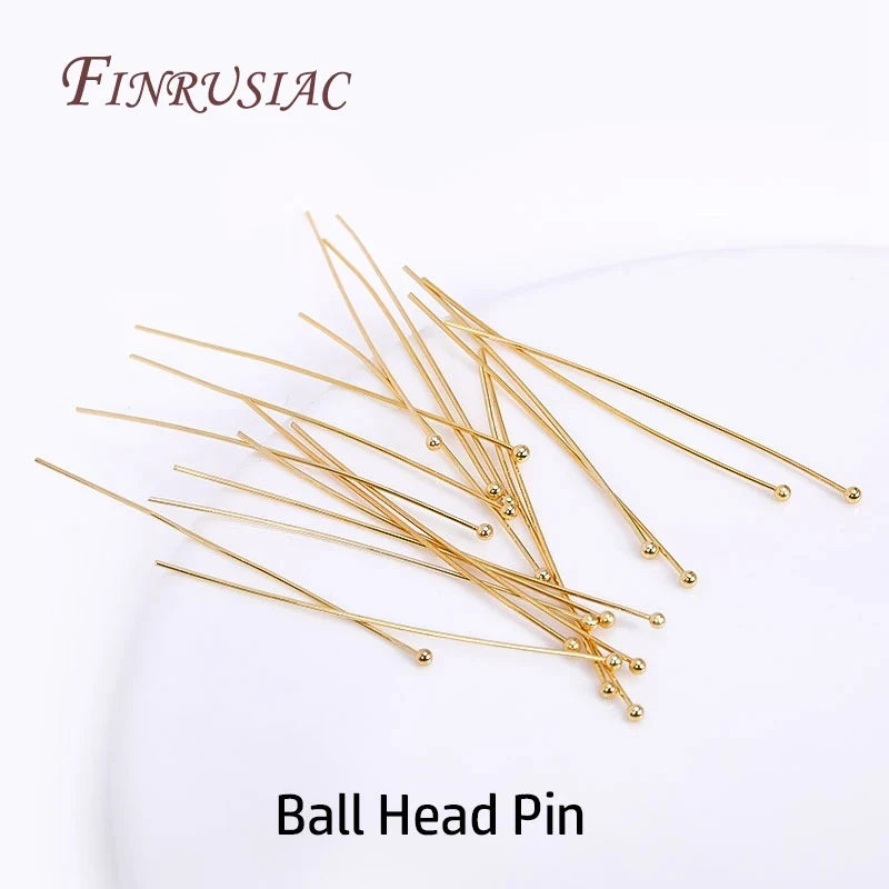 50Pcs 18K Gold Plated Jewelry Pins – Ball, Flat & Eye DIY Findings