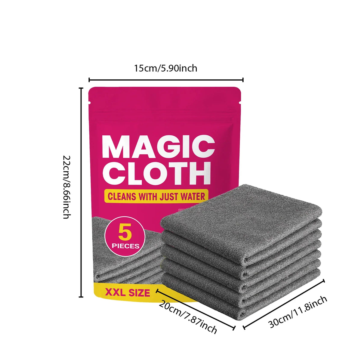 Microfiber Cleaning Cloths 5-Pack – Streak & Lint Free