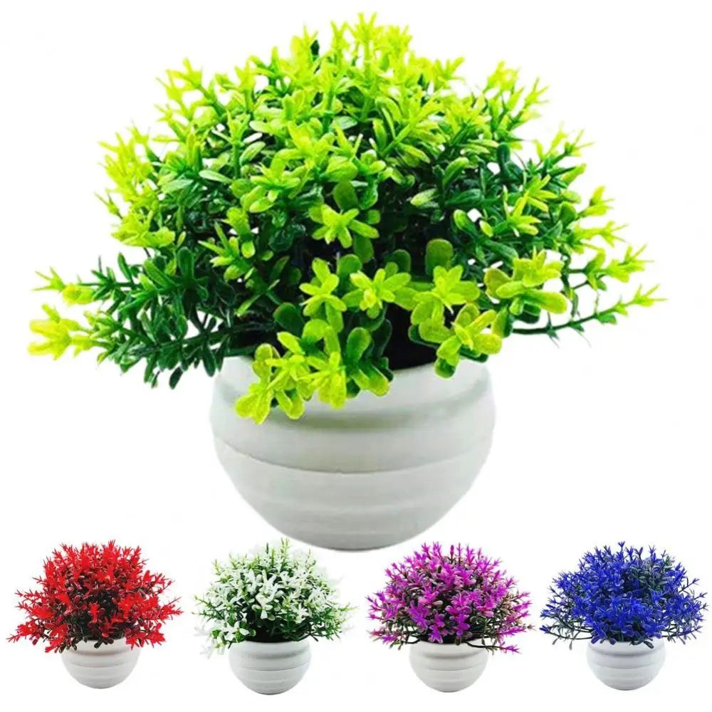 Pink Artificial Potted Flower – Plastic Bonsai Indoor Décor