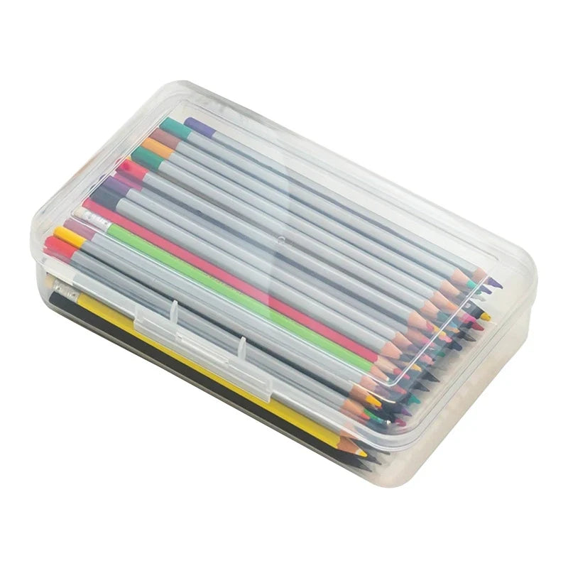 Transparent Hard Plastic Pencil Box – Stackable Large Capacity