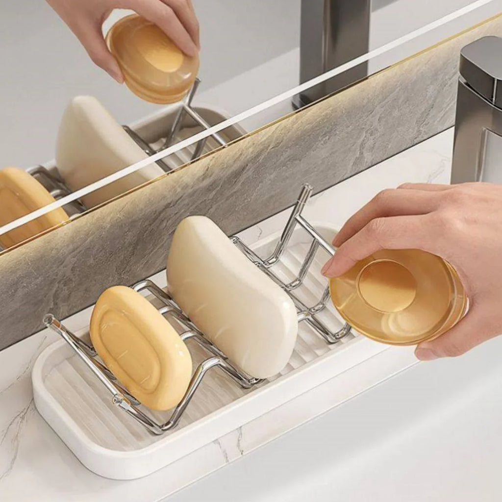 Wavy Stainless Steel Soap Dish with Removable Drip Tray