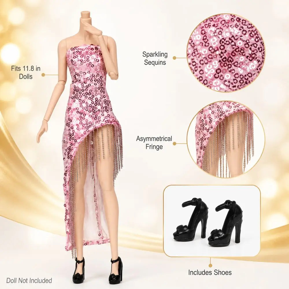 Sequin Evening Gown & Heels Set for 30cm Fashion Dolls