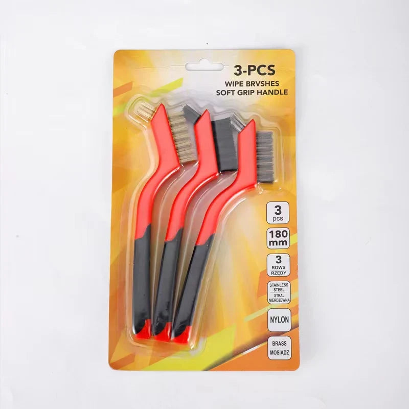 7" Stainless Steel & Brass Wire Brush Set – 3-Piece Cleaning Kit