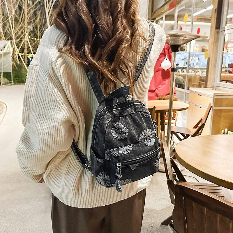Vintage Japanese Denim Small Backpack – Lightweight Travel Bag