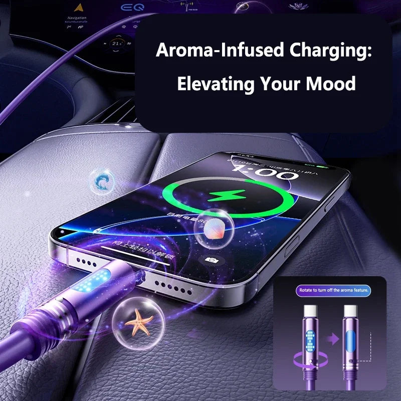 100W USB-C Fast Charging Cable – Ambient Light & Aromatherapy