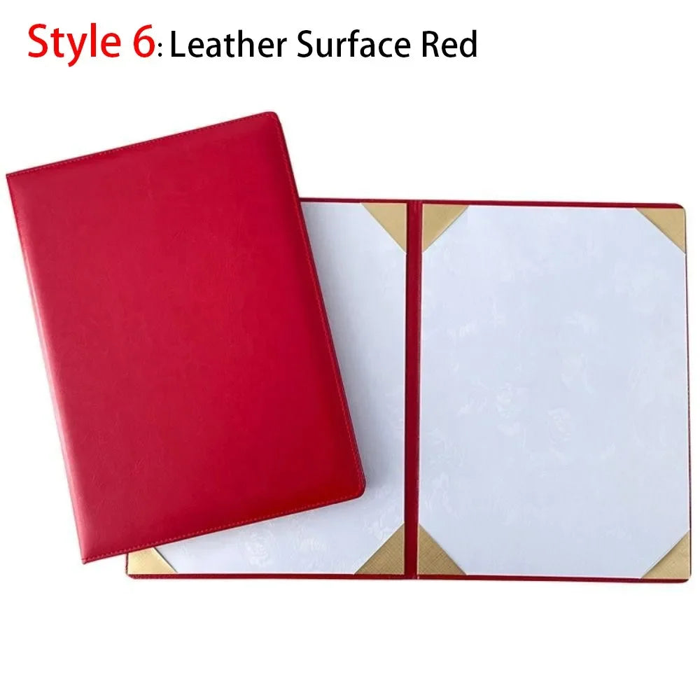 PU Leather Hardcover Document Folder A3/A4 Certificate Cover