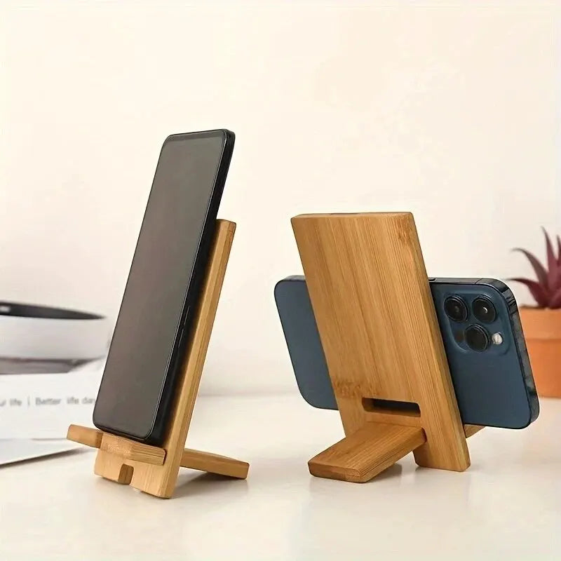 Solid Wood Phone & Tablet Stand – Elegant Wooden Desk Holder