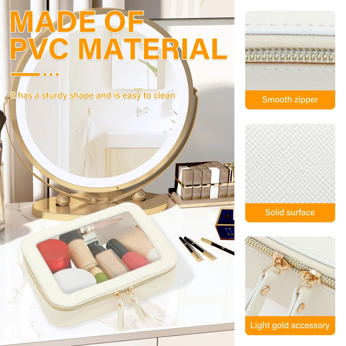 PVC Transparent Makeup Bag – Waterproof Travel Cosmetic Case