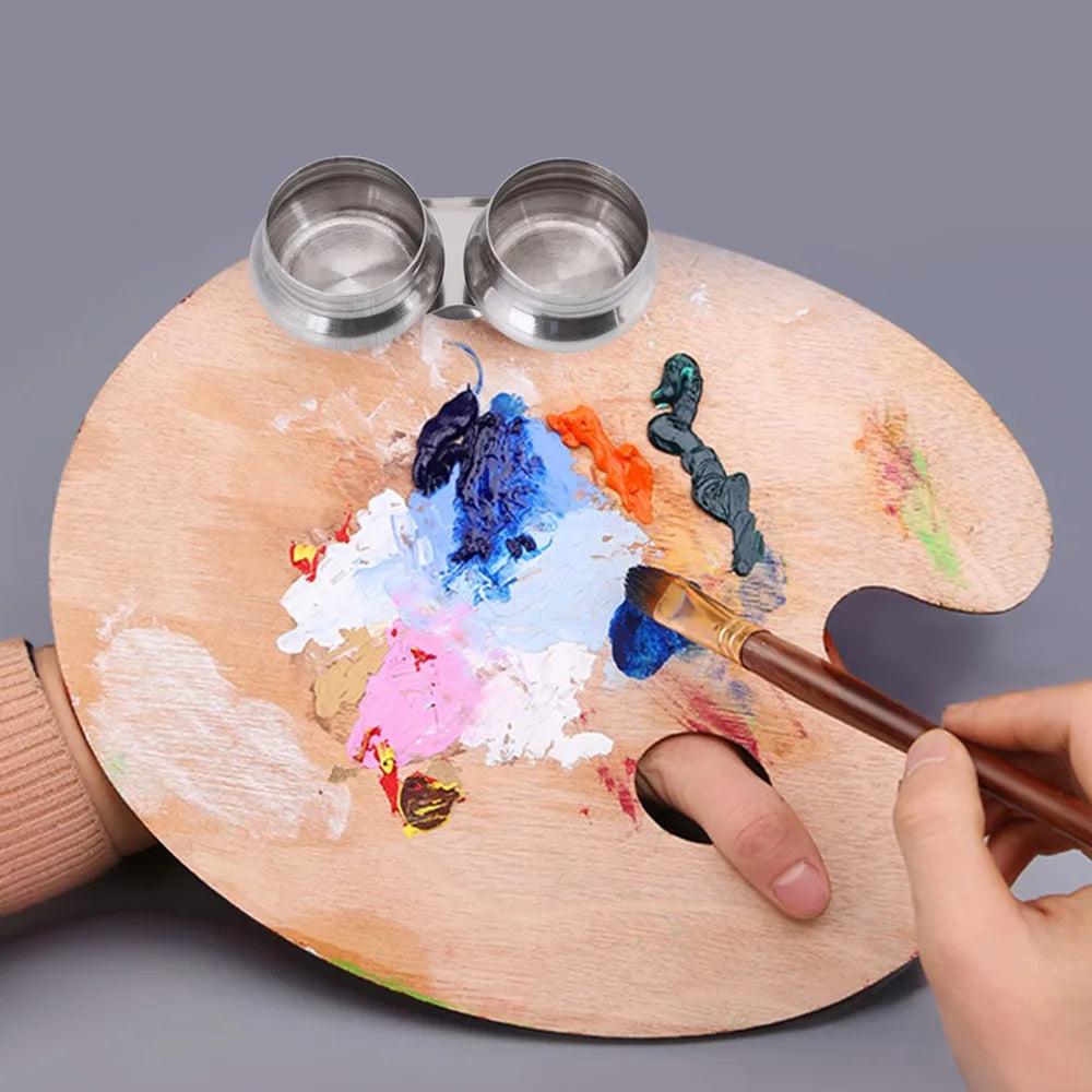 Stainless Steel Double Palette Cup with Lid | Clip-On Artist