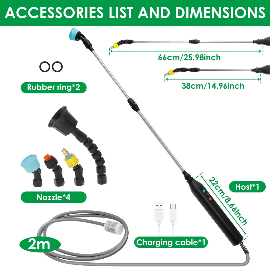 Retractable Electric Sprayer Wand – 4 Nozzles Telescopic