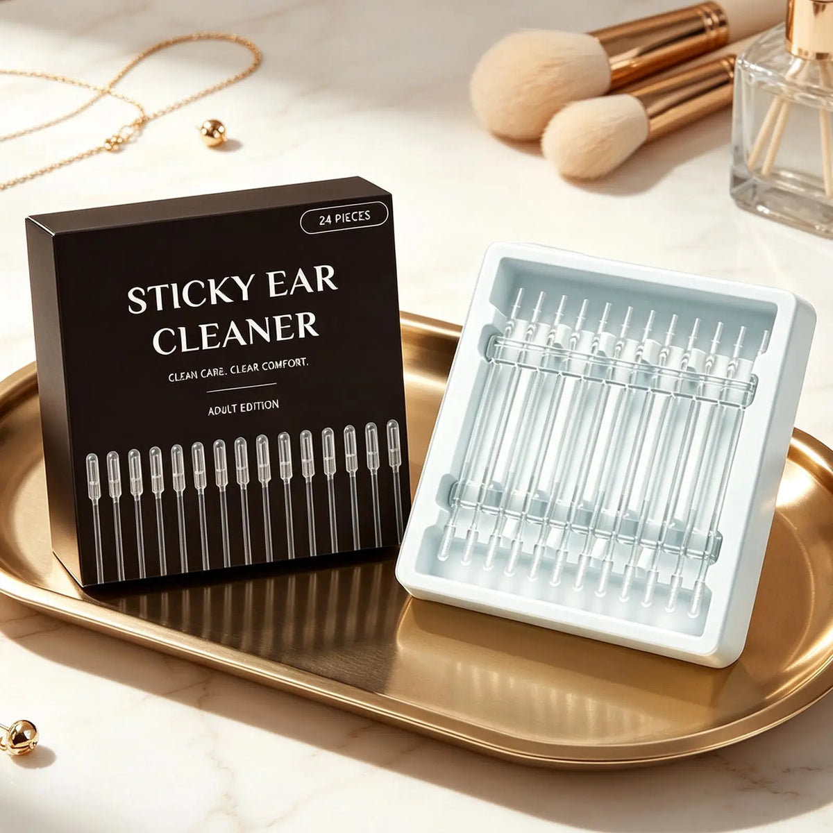 Reusable Sticky Ear Cleaning Sticks 24-Pack + Storage Case