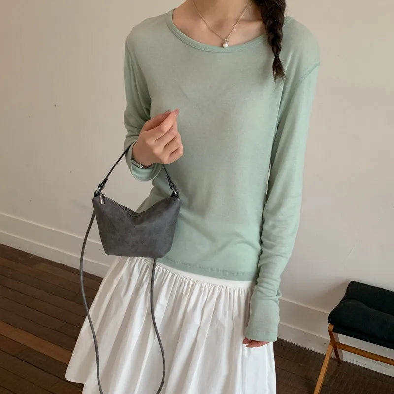 Nixie Vintage Suede Dumpling Crossbody Bag | Korean Style