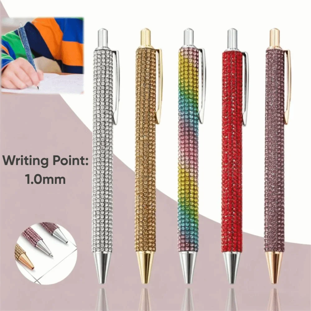 Metal Rhinestone Ballpoint Pen – Retractable Crystal Bling