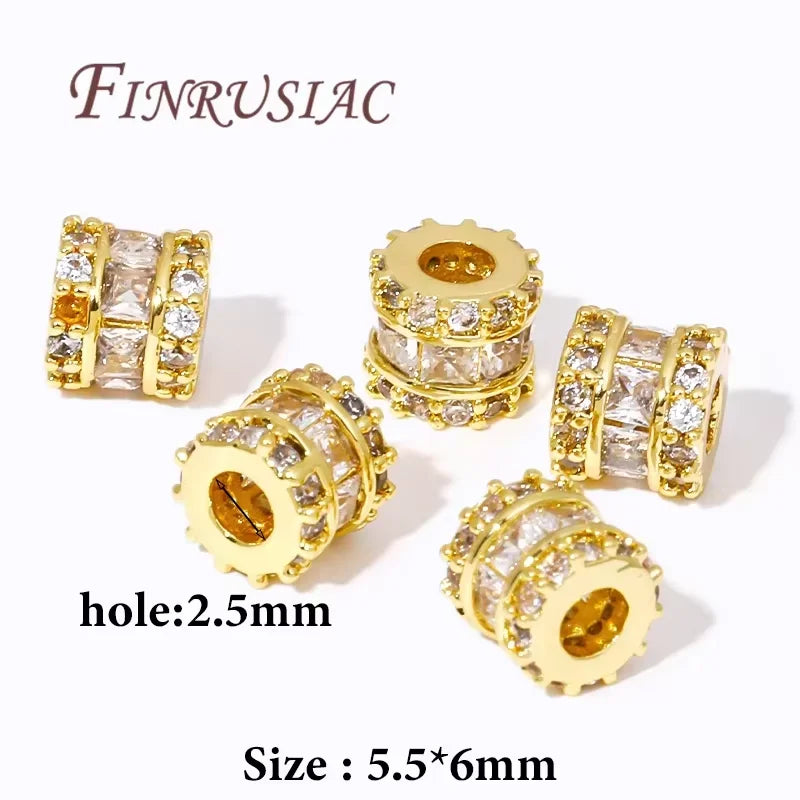 18K Gold Plated Zircon Flower Beads – DIY Jewelry Making