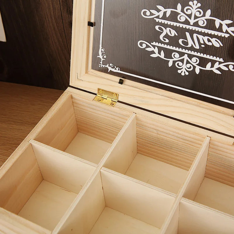 Solid Wood 6-Grid Desktop Organizer – Multi-Compartment Box