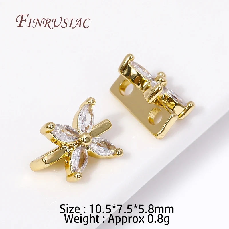 18K Gold Plated Zircon Flower Connector Spacer Beads – DIY Jewelry