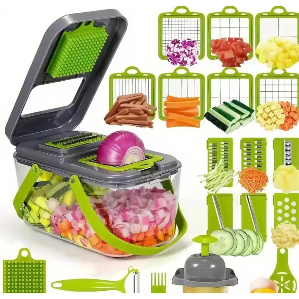 16-in-1 Vegetable Chopper Slicer Dicer Grater – Stainless Steel