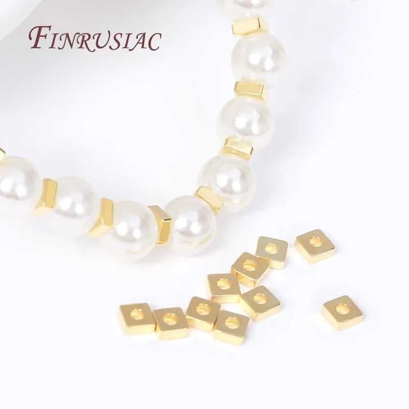 3mm 18K Gold Plated Flat Square Spacer Beads | DIY Jewelry