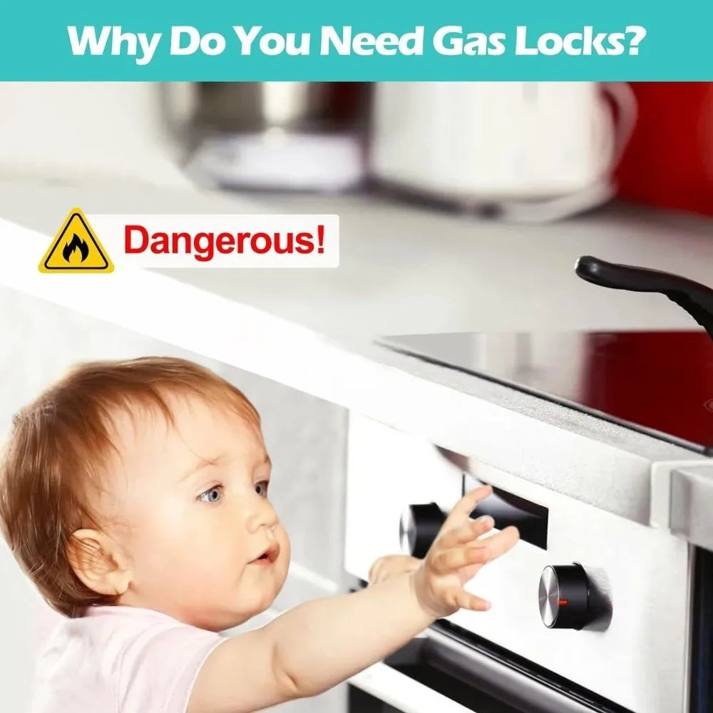 Stove Knob Covers Child Safety Locks – Black 10-Pack