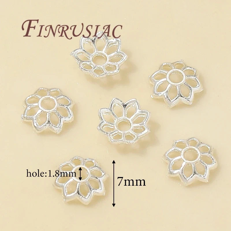 Silver Plated Flower Bead Caps for DIY Jewelry – 50/100 Pcs