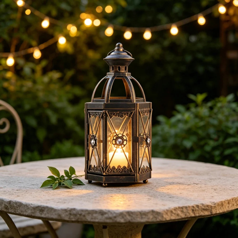 Retro Metal Iron Candle Holder Tabletop Candlestick Home Décor
