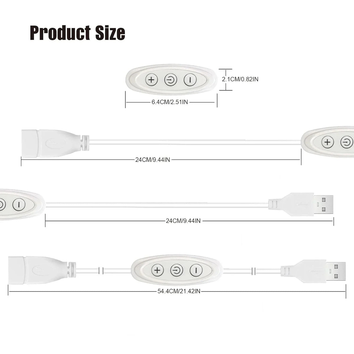 3-Key USB LED Dimmer Switch – 5V 2A, 8 Brightness Levels