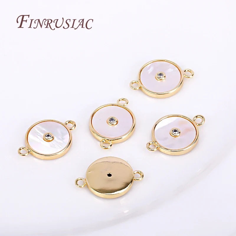 18K Gold Plated Shell Connector Charms | Zircon DIY Pendants