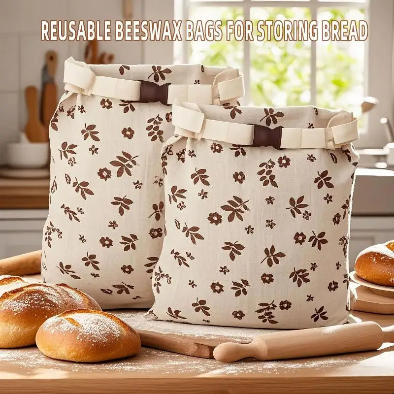 Reusable Beeswax Bread Bag – Eco Linen Food Storage Pouch