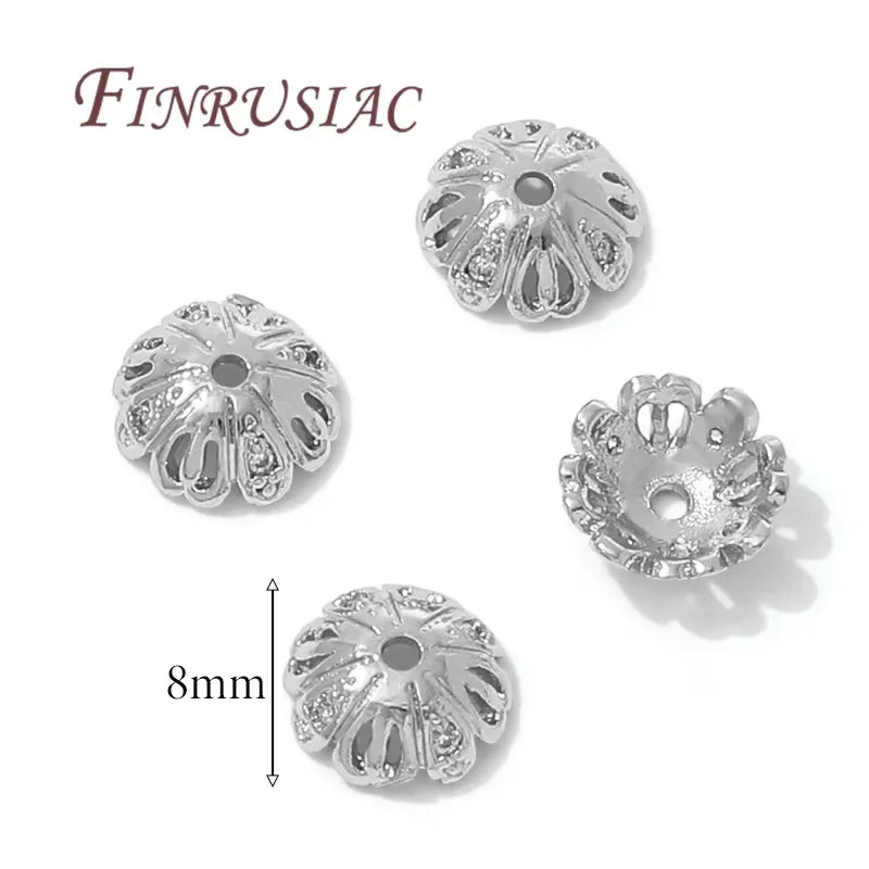 8.5mm Zircon Flower Bead Caps – 18K Gold Plated Brass DIY Jewelry