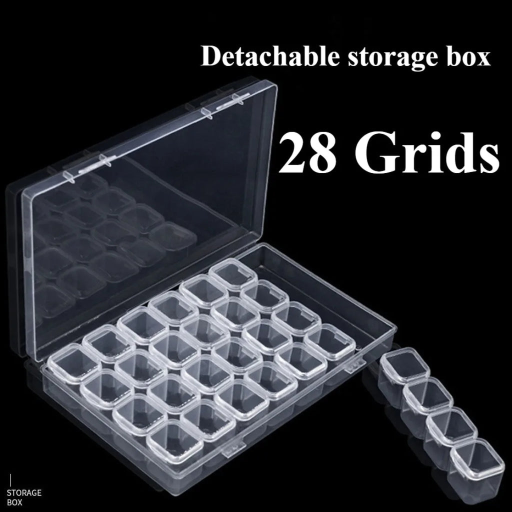 28-Compartment Nail Art Organizer – Rhinestone Storage Case