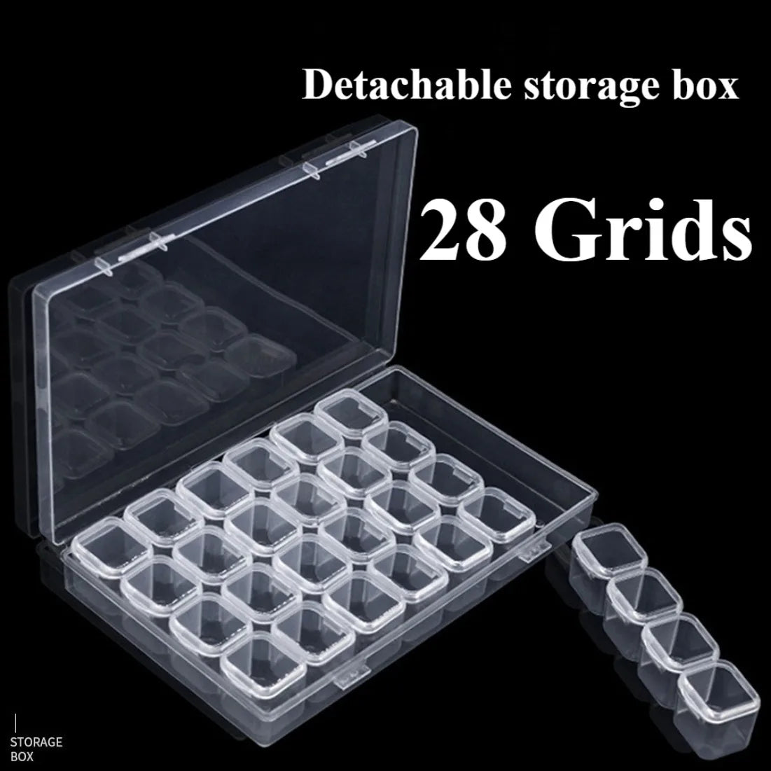 28-Compartment Nail Art Organizer – Rhinestone Storage Case