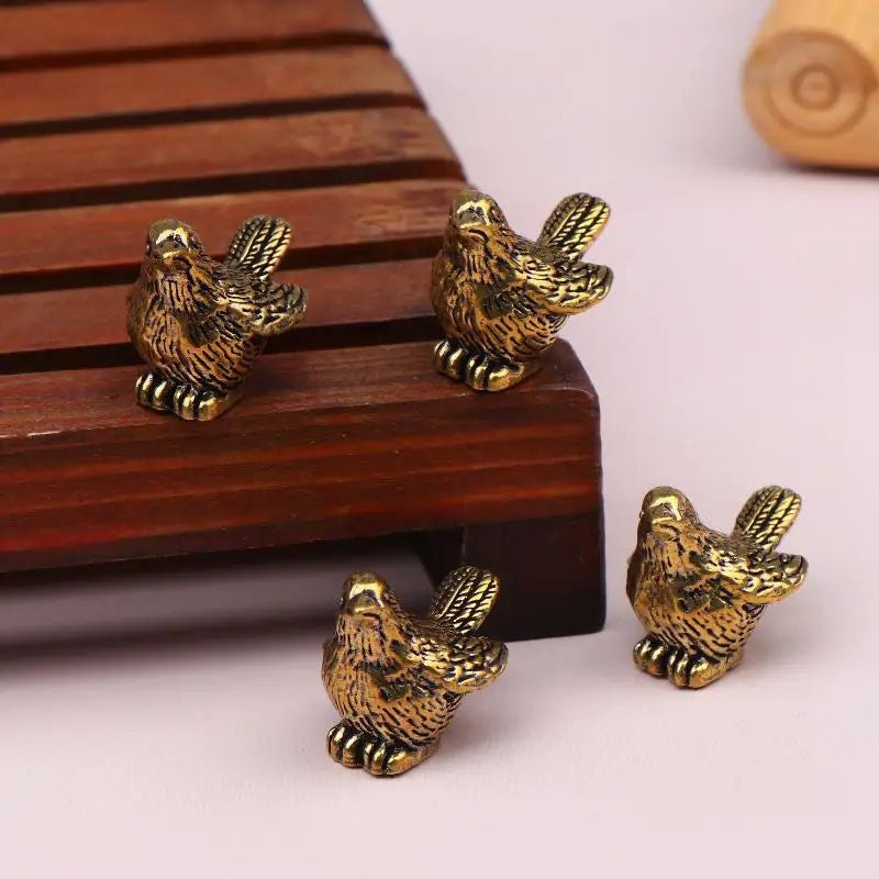 4pcs Mini Brass Bird Ornaments for Birdbaths & Garden Bowls